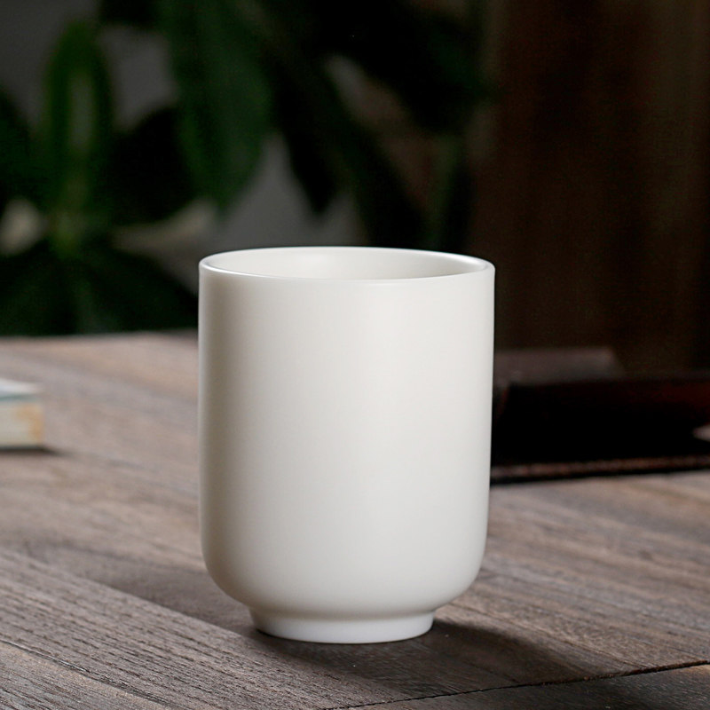 160毫升超大号个茶杯素烧猪油白 功夫茶具普洱红茶喝茶水杯白陶瓷