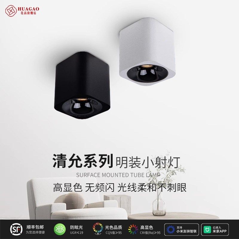 明装筒灯家用免开孔玄关过道阶梯杯深防眩圆形射灯吸顶小山丘洗墙,家装灯饰光源,明装射灯,淘宝优惠券,粉丝福利购,淘宝优惠卷