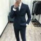 新款 两件套西装 商务休闲双排扣西服套装 潮流修身 男英伦风韩版 秋季