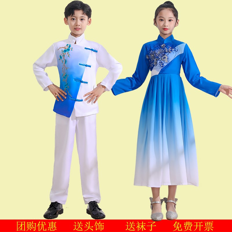 朗诵服儿童演出服古诗比赛钢琴表演男女童中小学生大合唱团表演服
