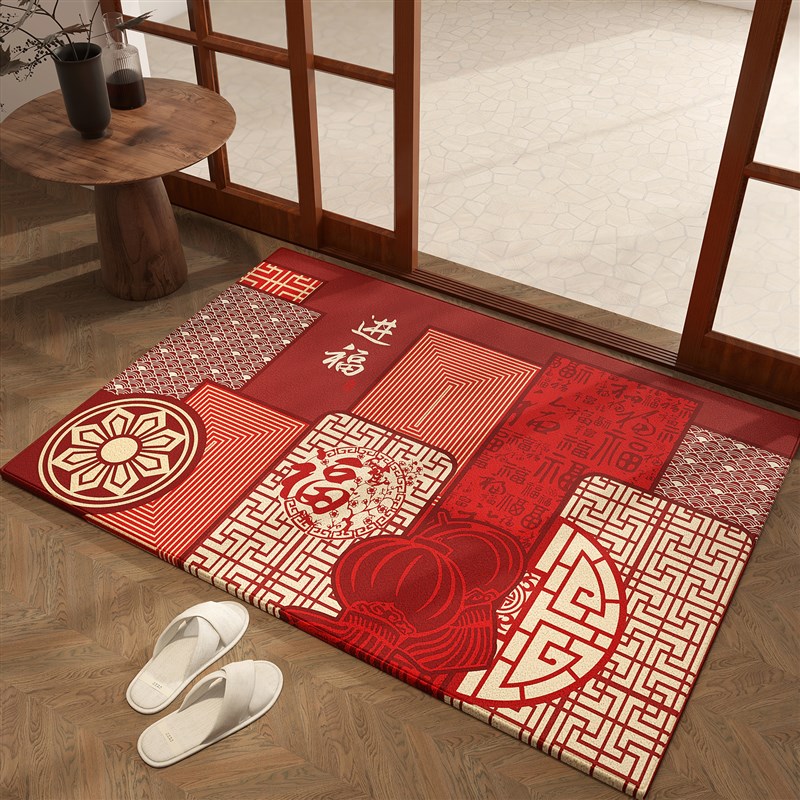 红色喜庆入户门地垫进门门垫大门口垫子家用入户防滑脚垫玄关定制