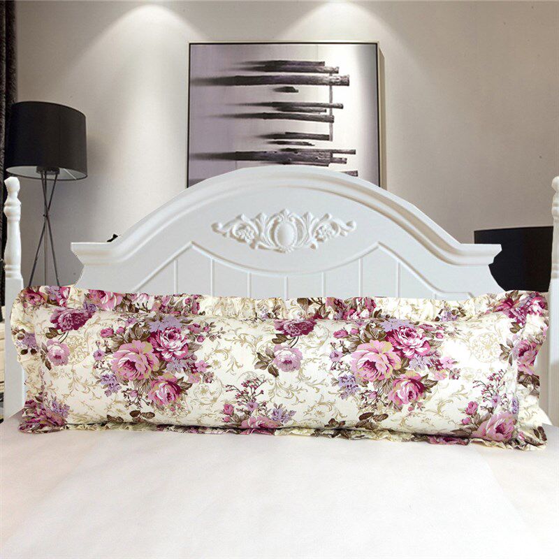 婚庆全棉长枕套 双面荷叶花边纯棉1.5 1.2 1.8米双人枕套长枕头套