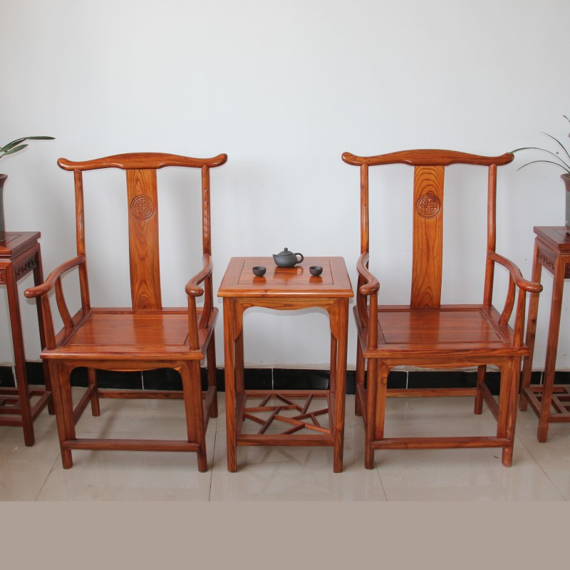 实木新中式餐椅太师椅圈椅三件套单人椅茶几靠背休闲间约皇宫椅