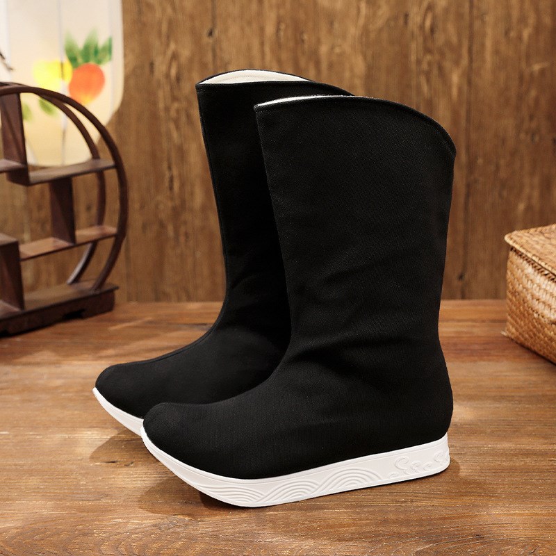 古装武侠锦衣卫汉服男鞋厚底长筒官靴复古中式婚鞋古风内增高皂靴