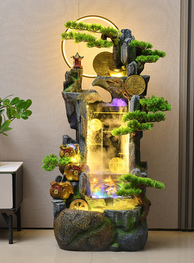 假山鱼缸喷泉流水摆件客厅玄关电视柜招财景观办公室落地风水轮
