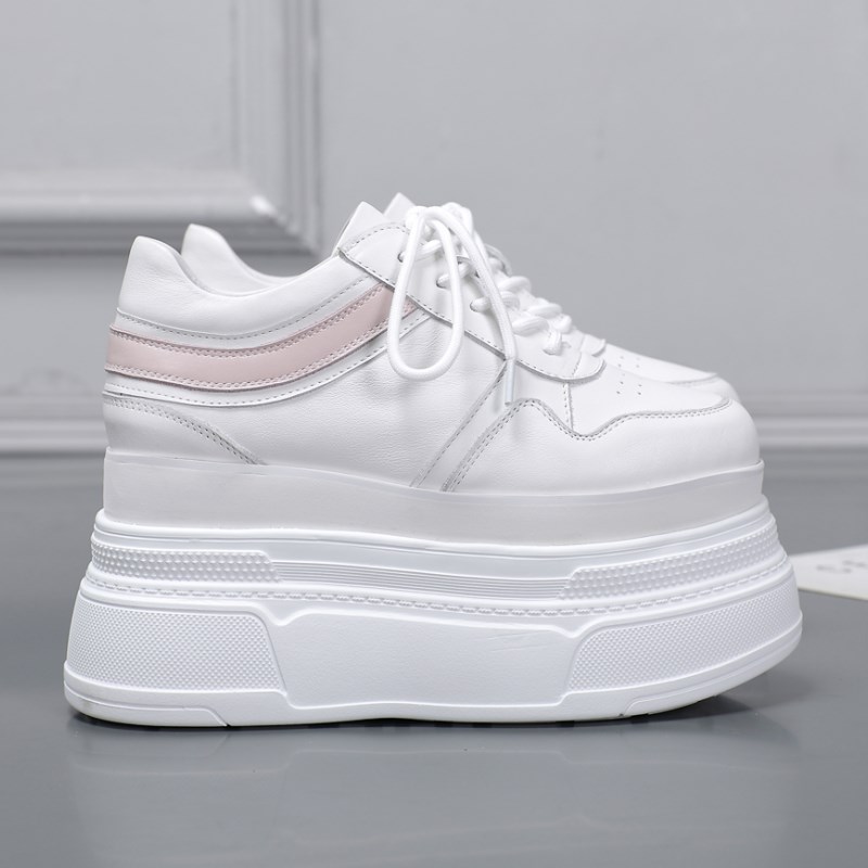 厚底松糕老爹鞋女2025年春季新款增高10cm真皮单鞋轻便秀气小白鞋