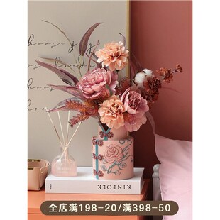 国潮京剧女孩旗袍花瓶摆件一对客厅插花轻奢O高档高颜值高级感花