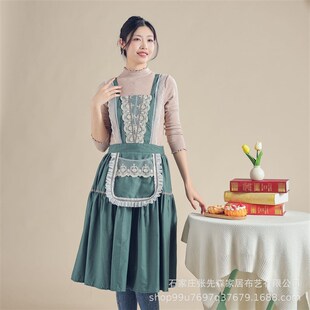 2023长款围裙韩日外贸新款围裙家用咖啡师厨房餐厅花店Z风工作围