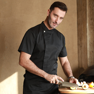 厨师服短袖春夏季酒店西餐厅厨房主厨衣服餐饮长袖厨师工作服装男