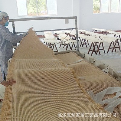 定制竹丝藤席镂空十字孔藤席可裁剪工艺品材N料藤制家具柜门竹席