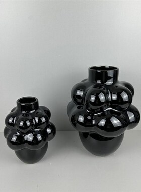 法式设计云朵h陶瓷花瓶黑色茶几样板房摆件客厅轻奢高级感艺术摆