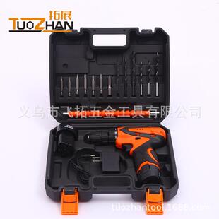 家用五金工具套装多功能手提便携锂电钻拓展工具锂电钻18件套