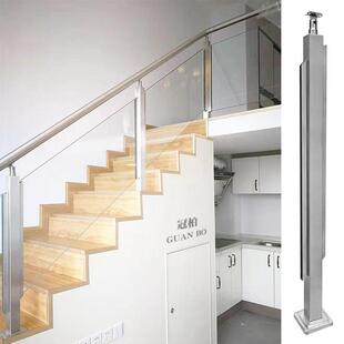 304不锈钢楼梯扶手工程立柱室内外家用卡夹免开孔阳台玻璃护栏杆