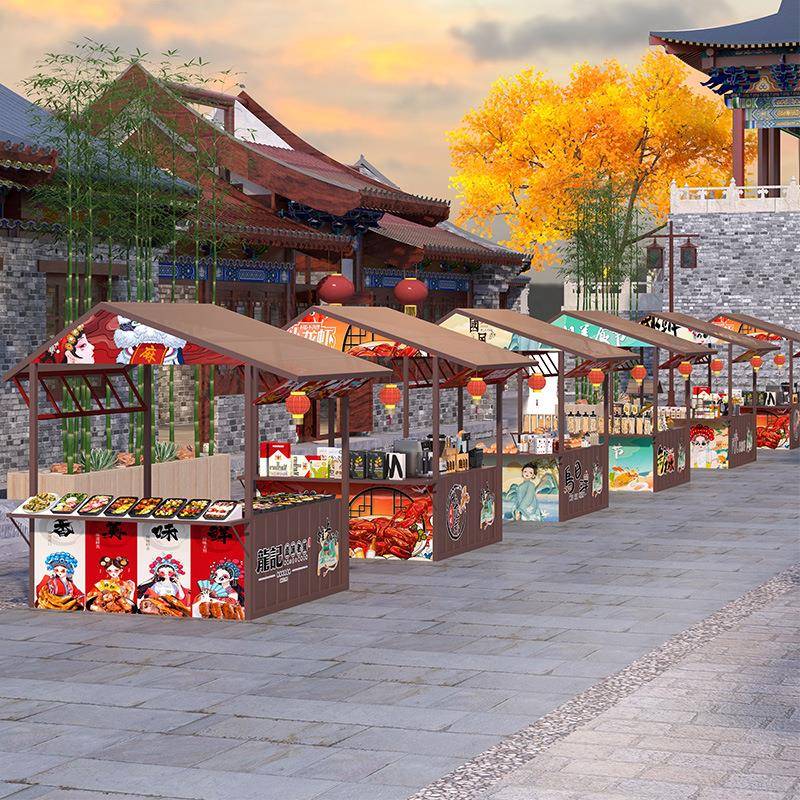 复古商业街摊位展示架古风市集活动棚架古城景区创意促销售货台