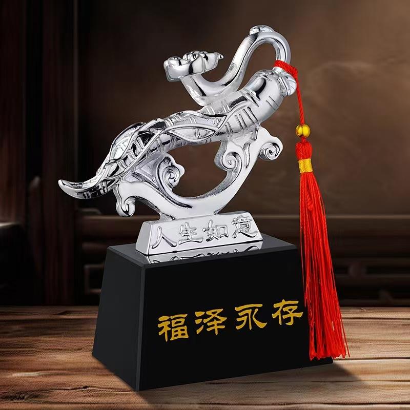 人生如意汽车摆件水晶底座镀金寓意美好工艺品车载家居装饰工艺品
