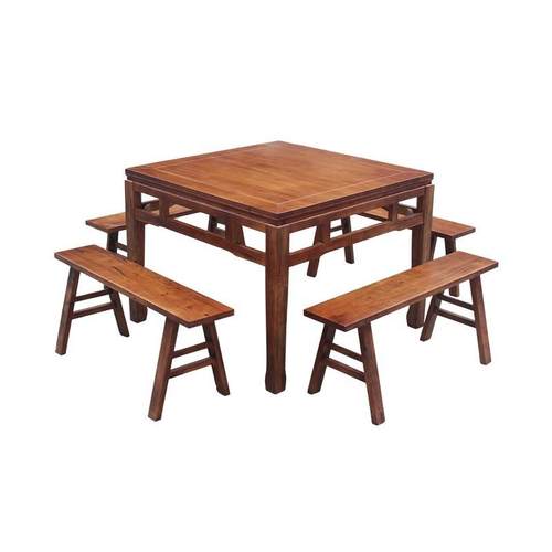 正方形桌子实木八仙桌老式家用饭店商用农村餐桌仿古四方方桌