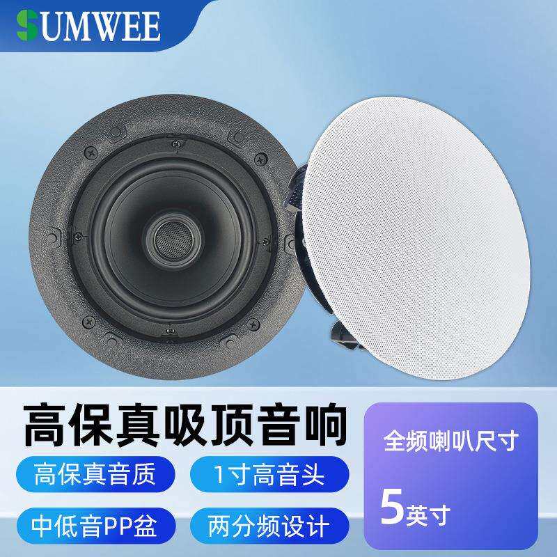 天花吊顶喇叭嵌入式同轴吸顶音响重低音客厅环绕背景音乐音箱喇叭
