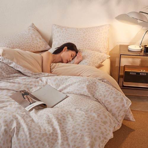 A类加厚全棉磨毛四件套保暖秋冬三件套棕色调纯棉床上用品冬日