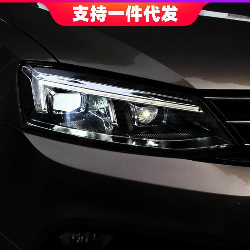 适用于12-18速腾大灯总成改装新速腾LED透镜大灯R8日行灯双光透镜