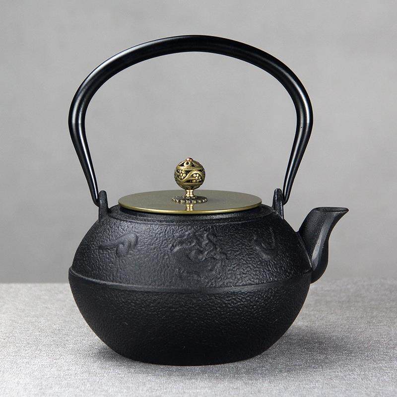 1200ml朱雀祥云铸铁壶手工煮水茶壶新中式茶室居家摆件饰品工艺品