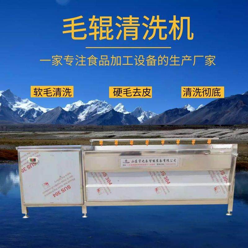 毛辊清洗机根茎类土豆萝卜清洗设备不锈钢喷淋式毛辊清洗机