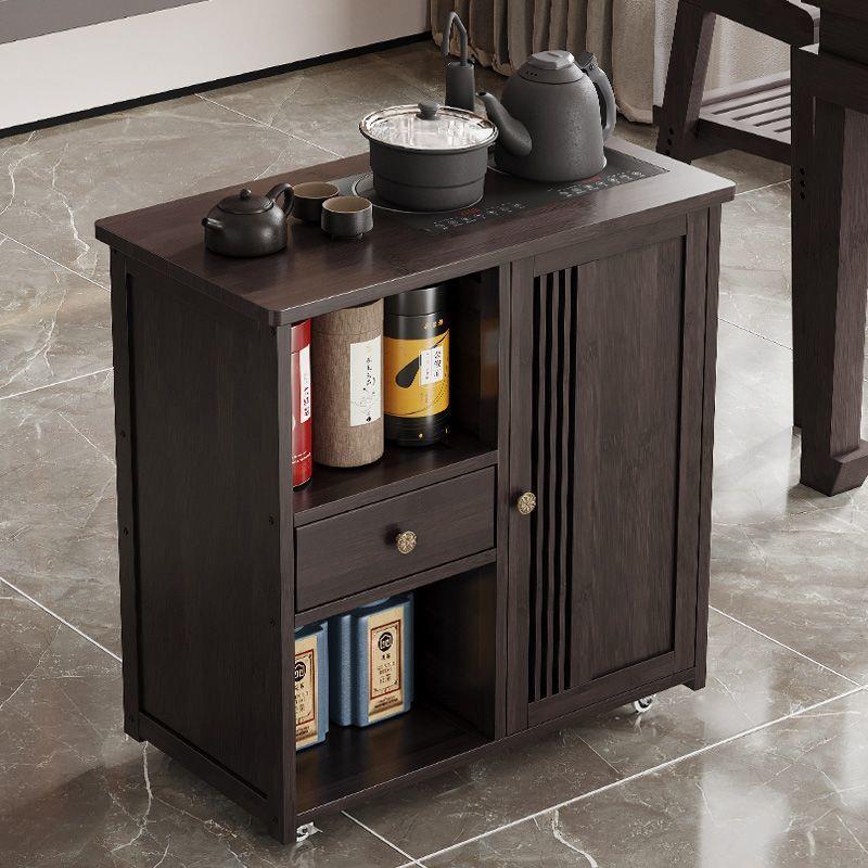 移动茶水柜大板茶桌侧边柜实木茶台烧水壶一体茶边柜茶具