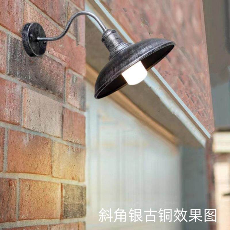 美式复古LOFT工业风阳台庭院灯别墅锅盖壁灯铁艺墙灯过道走廊壁灯