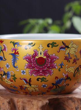 景德镇陶瓷器聚宝盆客厅玄关养鱼缸摆件水培花盆开业礼品装饰摆件