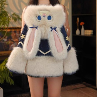 女童仿皮草外套冬季2025年新款儿童兔子警官加厚连帽保暖毛毛上衣