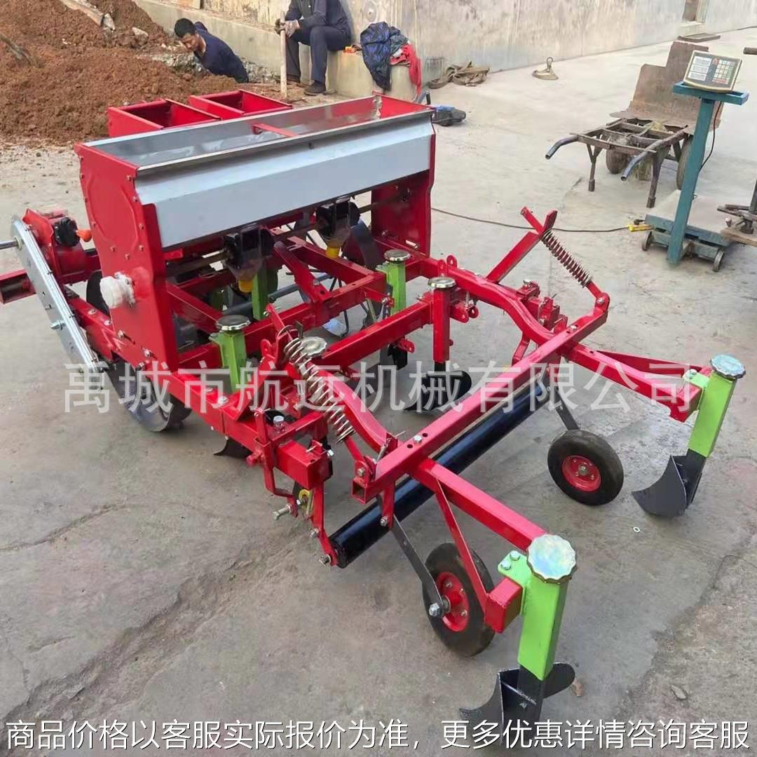 新款单垄2行的花生起垄施肥覆膜一体机 行距株距可调的花生播种机