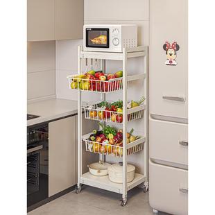 太空铝厨房微波炉置物架落地多层35cm窄边柜多功能水果蔬菜收纳架