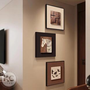 中古风马到功成玄关走廊过道挂画 画抽象艺术客厅沙发背景墙上装