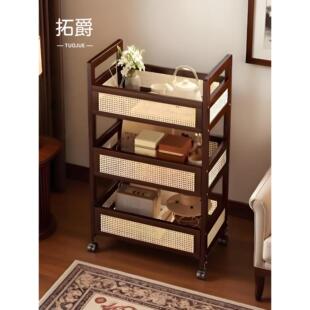 中古风小推车客厅可移动置物架家用多层非实木储物架覆古沙发边几