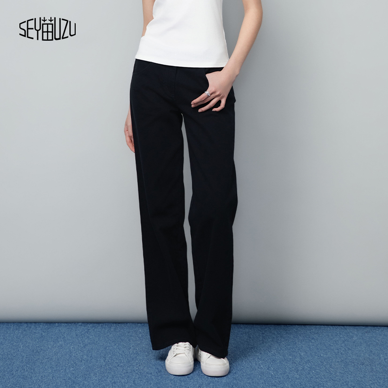 雨竹苗显瘦直筒休闲百搭牛仔裤