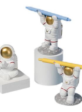 宇航员太空人笔托摆件书档计时间沙漏笔架创意书靠书房办公室摆设