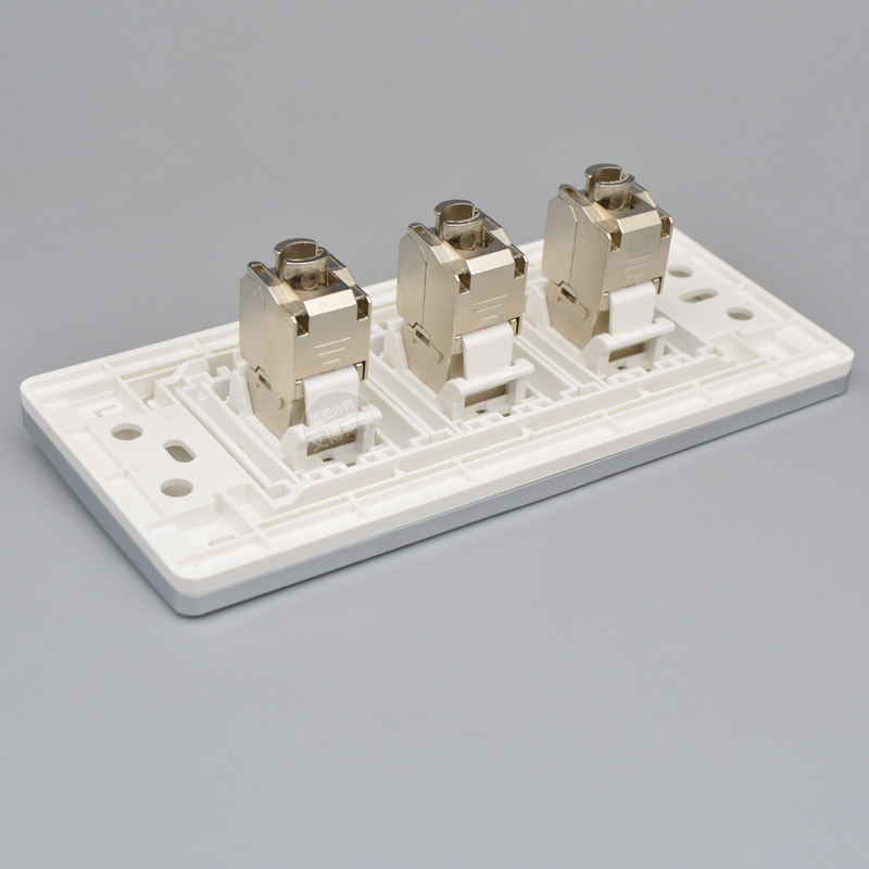 118型三位超6类网络面板中盒3个千兆电脑网口家用超六类网线插座