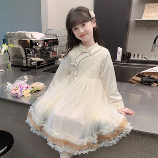 儿童网红洋气国风公主裙秋季 女孩裙子 秋装 女童汉服连衣裙2024新款