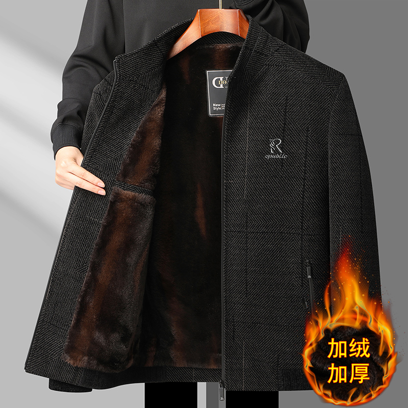 爸爸冬装外套冬季新款中老年人加绒加厚棉服保暖中年男士棉衣爷爷