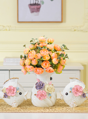 欧式亲嘴鱼客厅电视柜隔断家居装饰品新婚闺蜜结婚礼物婚房小摆件