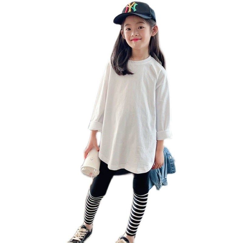 女童秋装纯棉T恤2022新款儿童纯白打底衫上衣洋气中大童内搭长袖,童装/婴儿装/亲子装,T恤,淘宝优惠券,粉丝福利购,淘宝优惠卷