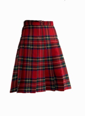 红色格子大码A字包臀短裙2021年新款胖mm百褶中裙高腰显瘦半身裙