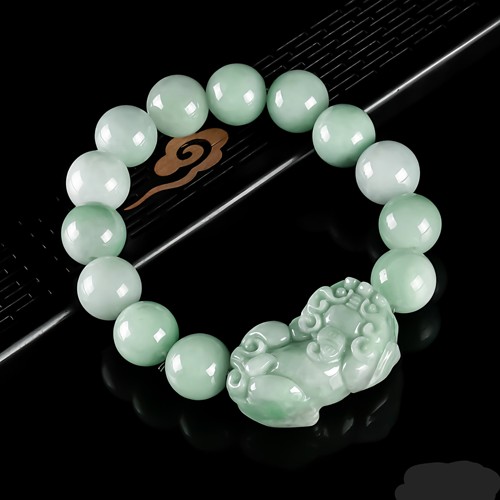 天然缅甸A货翡翠金钱貔貅手串冰种玉石珠子手链男士女款饰品SL23