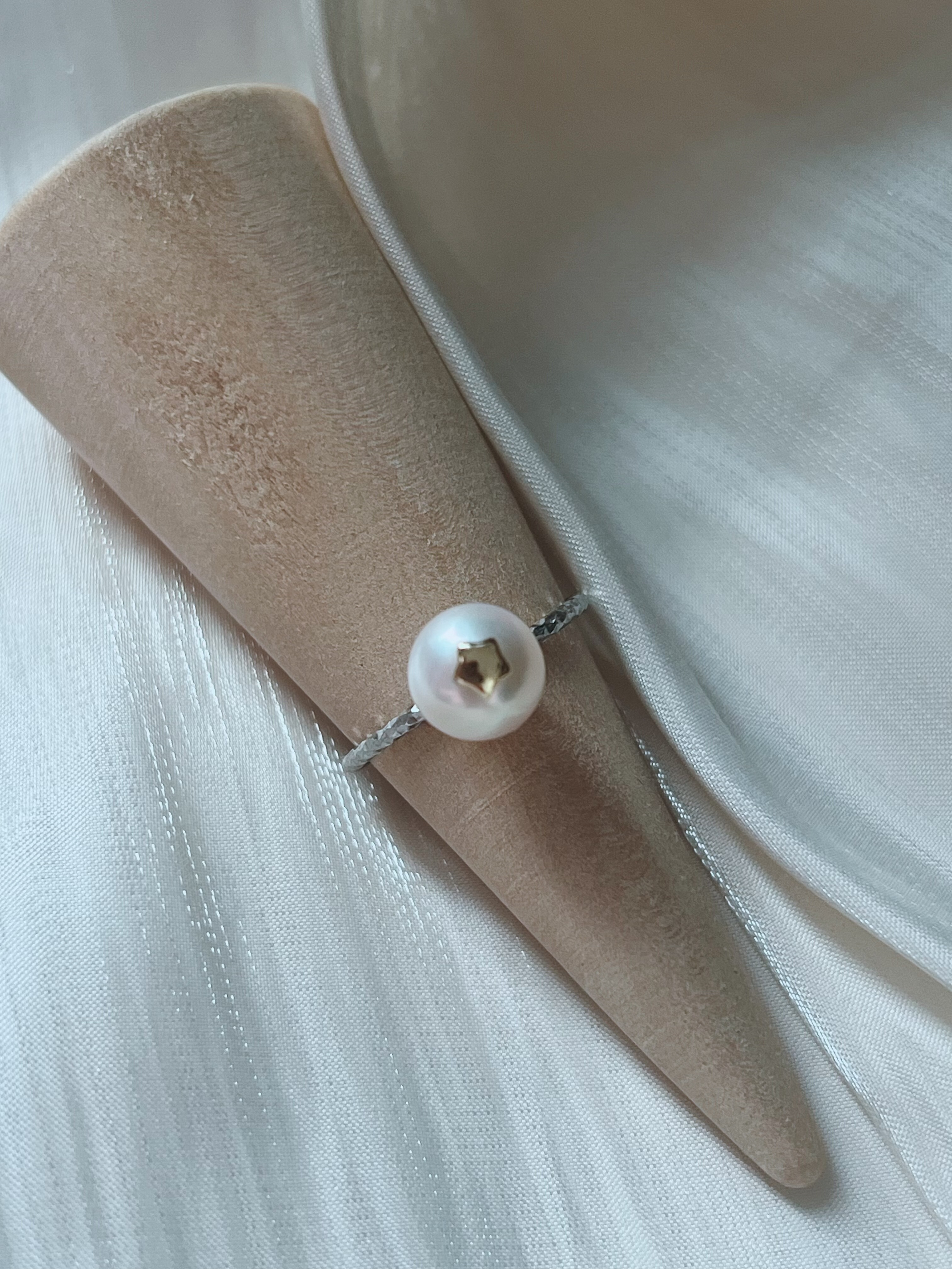 FJN Studio原创设计来自星星的你S925银简约个性珍珠戒指女下开口