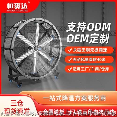 移动工业风扇大型2米永磁手推落地扇体育馆节能圆形大风扇
