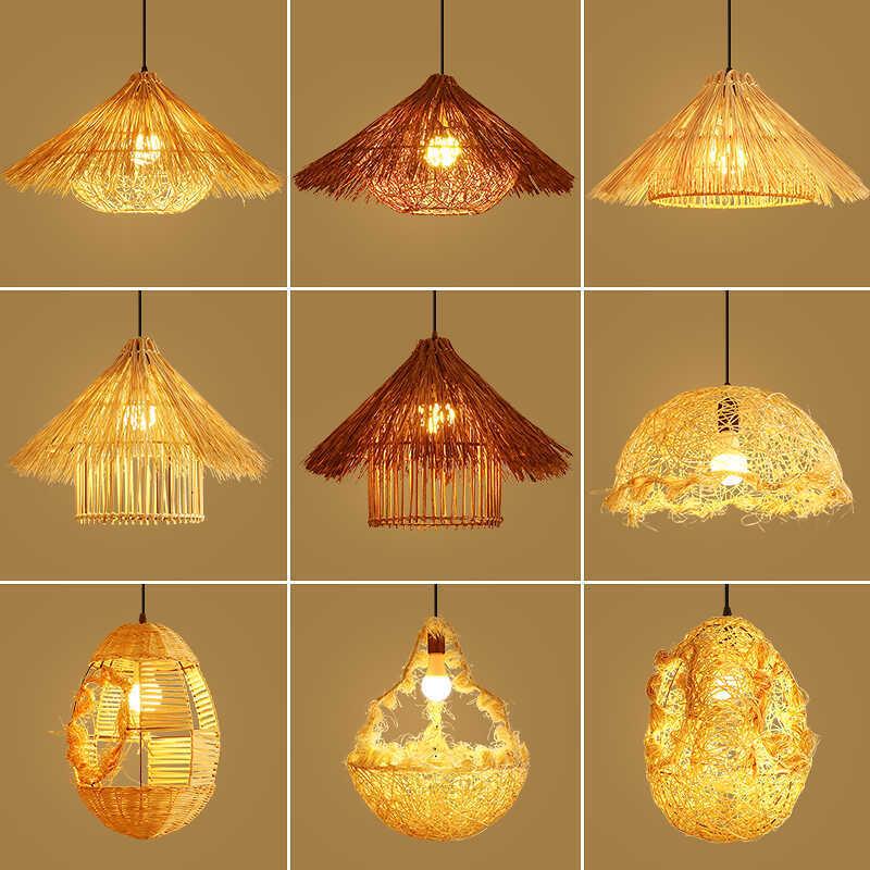 东南亚竹编吊灯餐厅民宿卧室床头茶室日式禅意风复古藤艺编织灯具