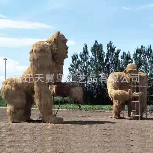 仿真绿雕创意卡通稻草人工艺品 户外大型抗老化草编稻草人工艺品