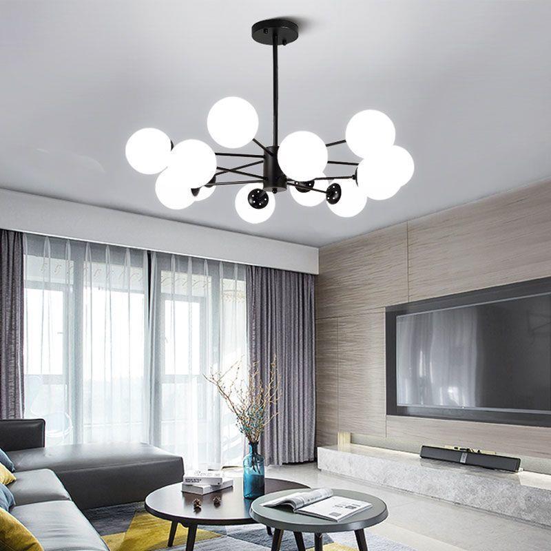 吊灯 客厅北欧LED客厅灯现代简约大气2023年卧室主灯金色魔豆灯具