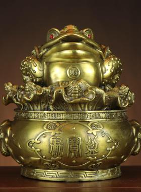 黄铜金蟾 白菜金蟾 聚宝盆金蟾 家居店铺黄铜金蟾摆件 百财金蟾