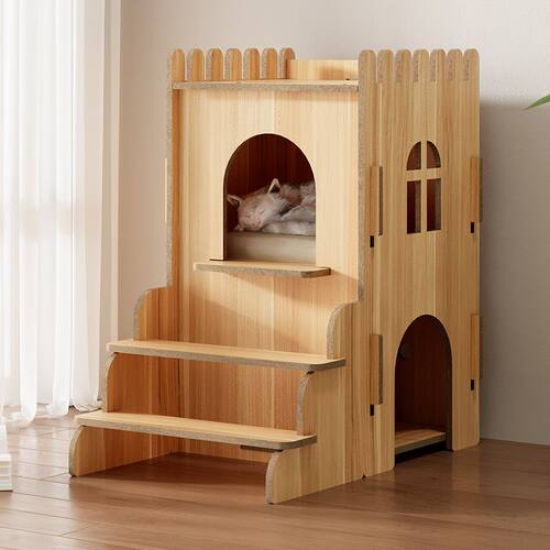 双层猫别墅爬架猫床半封