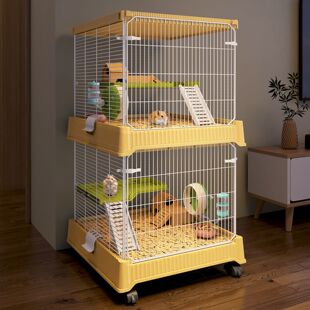 仓鼠笼子双人间分开特大号可分隔银狐三线布丁紫仓小仓鼠二层别墅